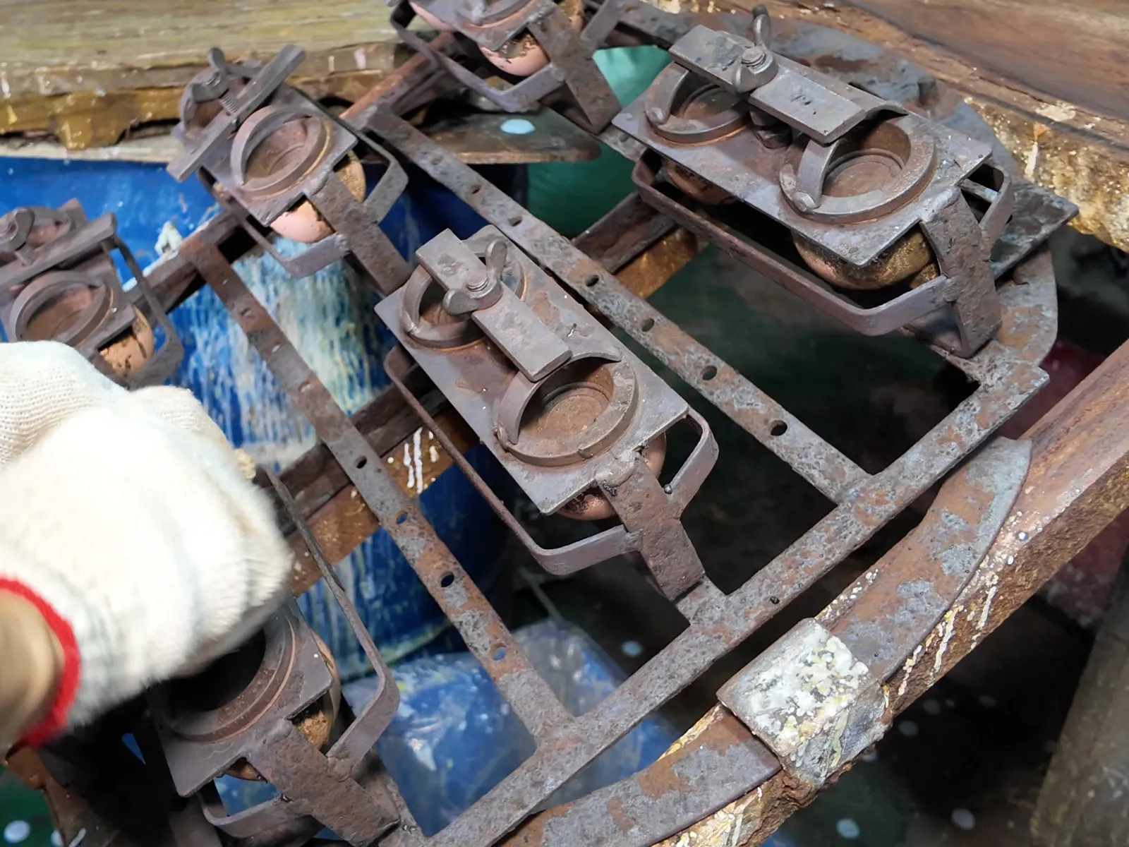 workers are making vinyl toys in factory,in the production line