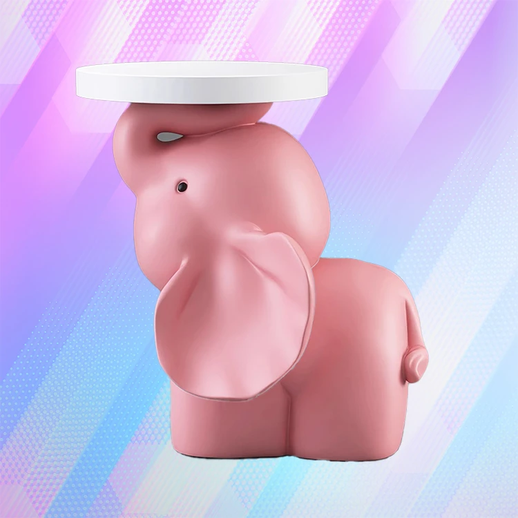 Pink Elephant Sculpture Small Table