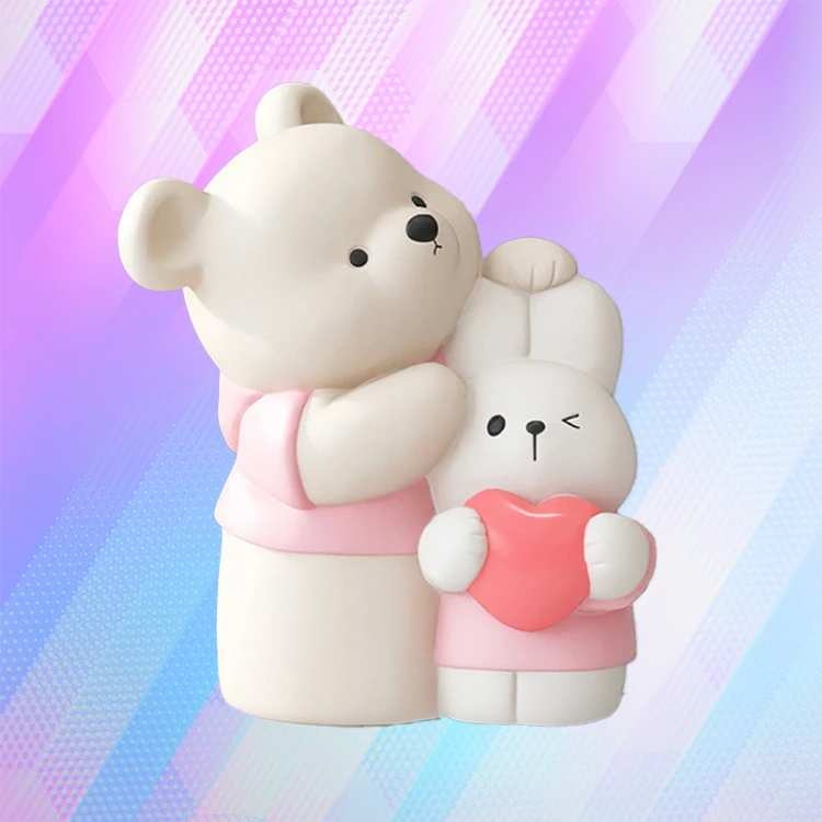 Warm - Vibe Cute Bear and Rabbit Fiberglass Sculpture Decoration