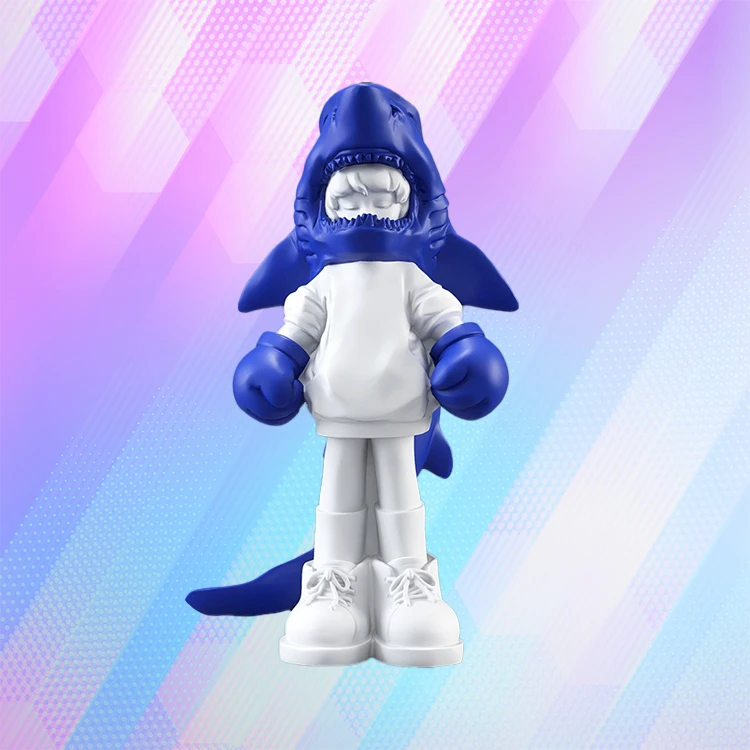 Trendy Boy with Shark Headgear Fiberglass Sculpture Ornament