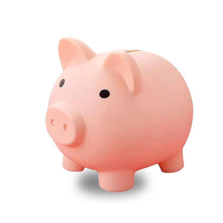 Pink piggy bank with a cute design