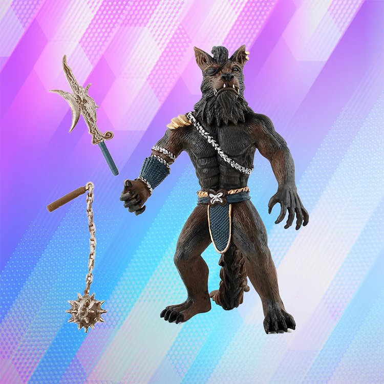 Werewolf Warrior Model Toy with a Sword and a Flail