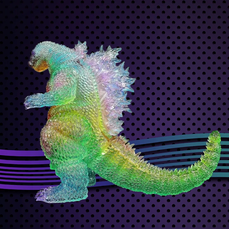 Translucent and Colorful Sofubi Toy, Neon - style Godzilla