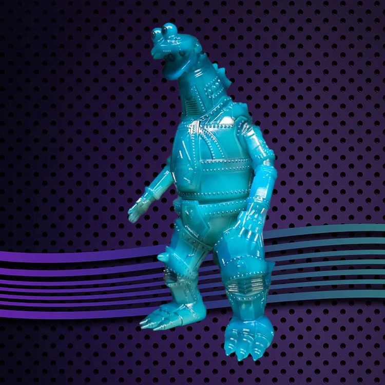 Mechanical - style Godzilla Sofubi Toy with Translucent Blue Tone