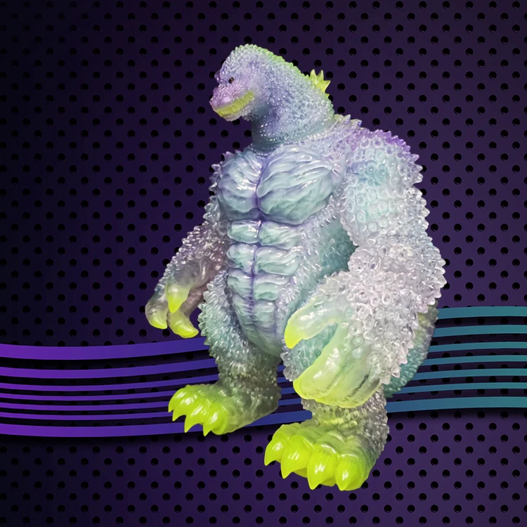 Gorilla - shaped Sofubi Toy with Fantasy Gradient Colors, a Dreamy Combination of Purple, Blue and Green