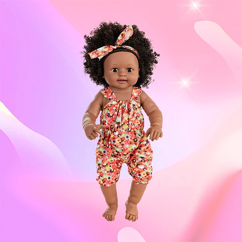 Cute Black girl vinyl doll toy