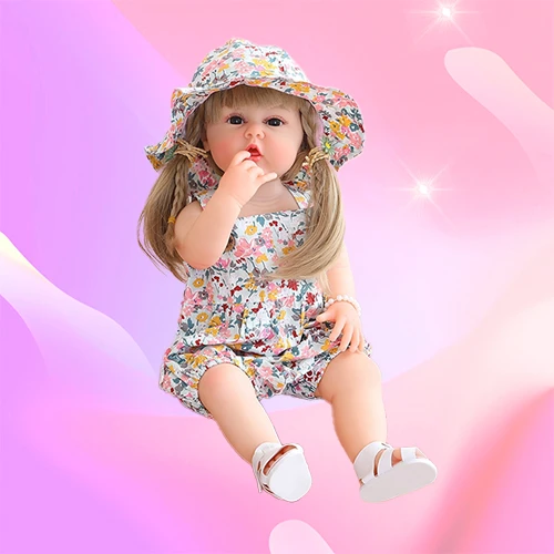 Vinyl doll girl with a hat