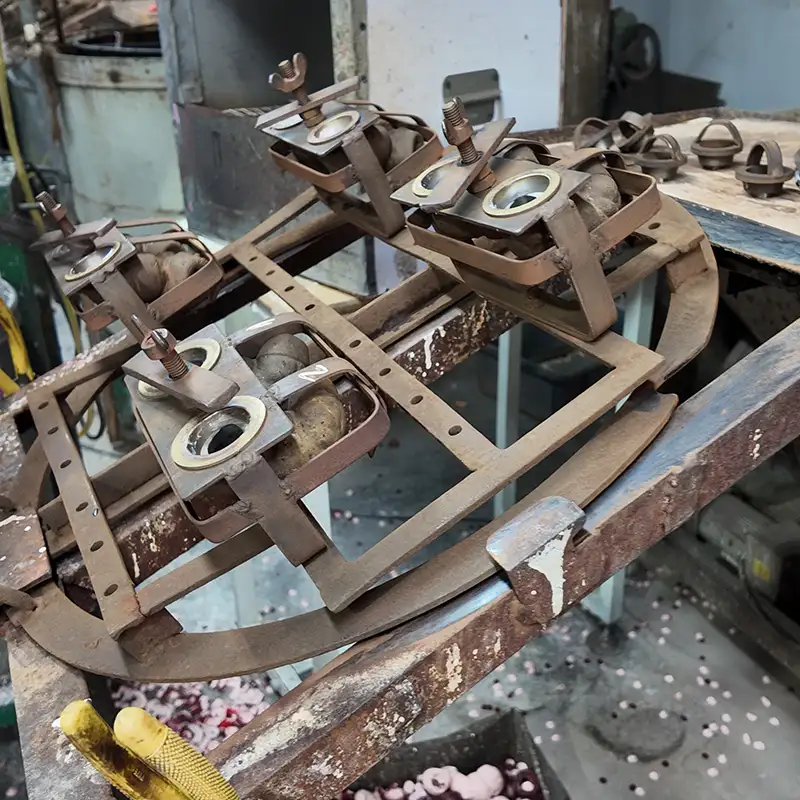 The operator is injecting PVC into the vinyl toy mold